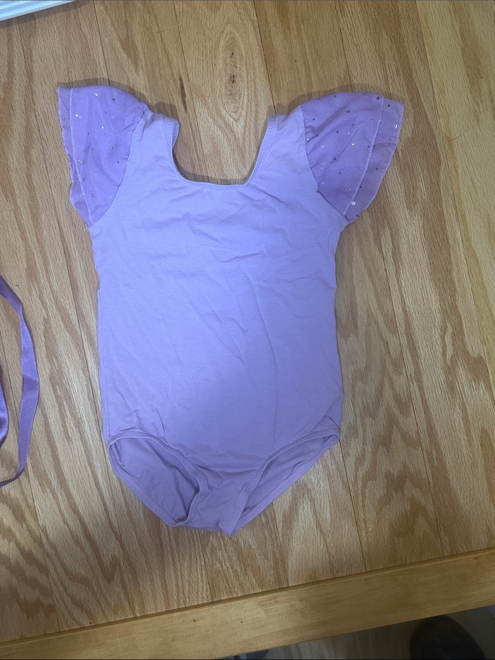 Girls' Lavender Flutter-Sleeve One-Piece Leotard